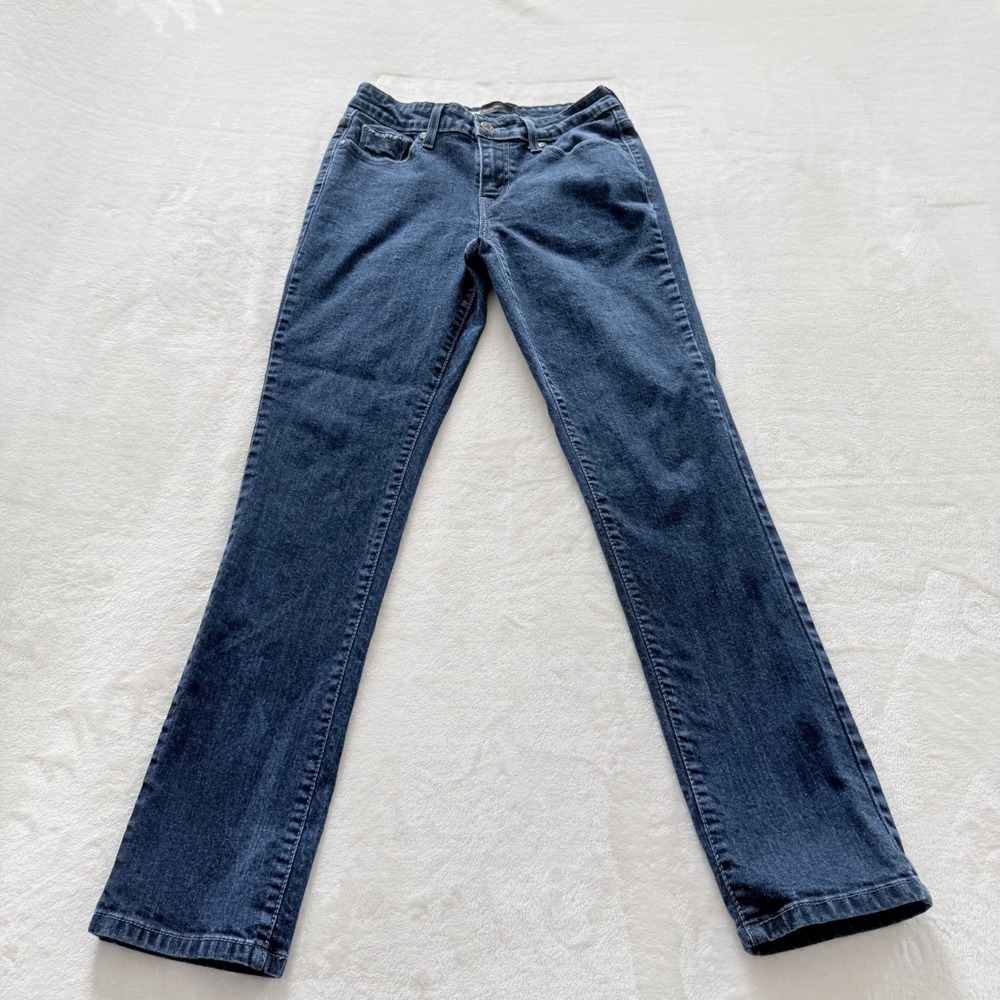 Levi Strauss Womens Mid‎ Rise Skinny Jeans Indigo Blue Rhinestone Pocket 27x29